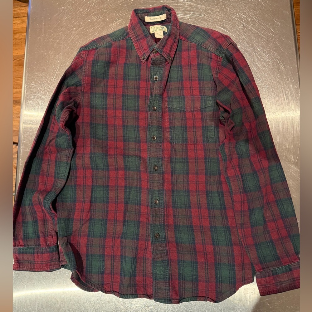 LL Bean Scotch Plaid Flannel Shirt